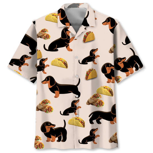 Funny Dachshund Taco Burrito Hawaiian Shirt - S - hawaiian shirt