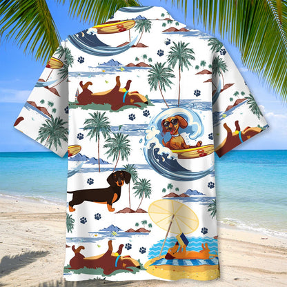 Funny Dachshunds Playing Hawaiian Shirt