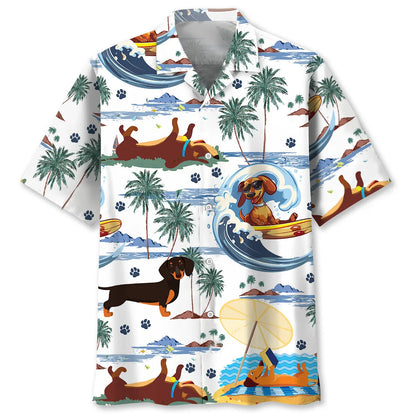 Funny Dachshunds Playing Hawaiian Shirt