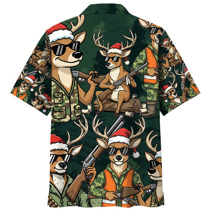 Funny Deer Hunting Xmas Hawaiian Shirt