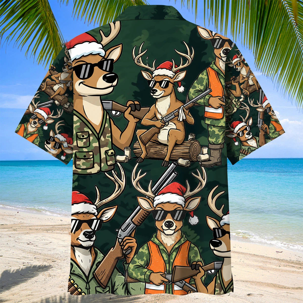 Funny Deer Hunting Xmas Hawaiian Shirt