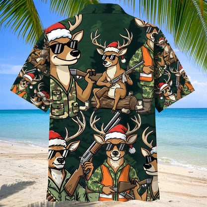 Funny Deer Hunting Xmas Hawaiian Shirt