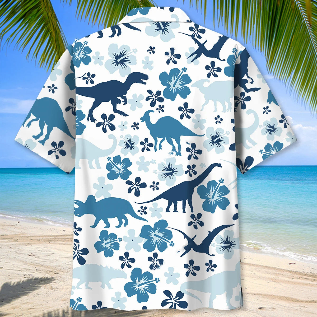 Funny Dinosaur Blue Hawaiian Shirt