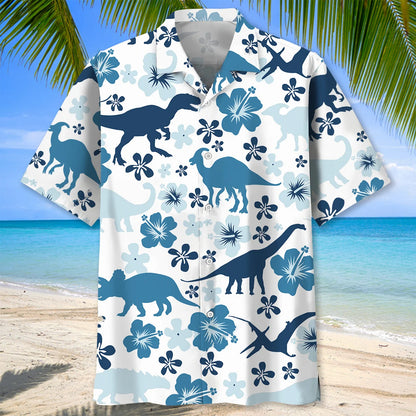 Funny Dinosaur Blue Hawaiian Shirt
