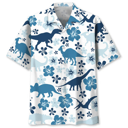 Funny Dinosaur Blue Hawaiian Shirt