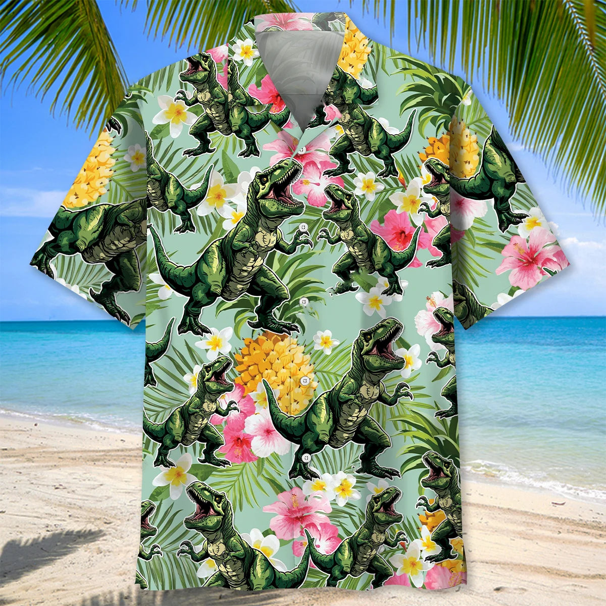 Funny Dinosaur Pineapple Hawaiian Shirt