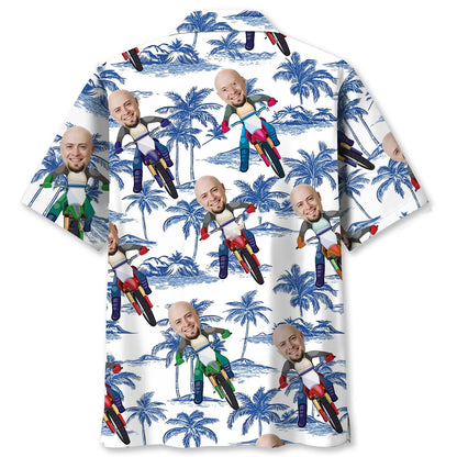 Funny Dirt Bike Man Custom Face Hawaiian Shirt