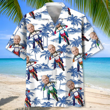 Funny Dirt Bike Man Custom Face Hawaiian Shirt