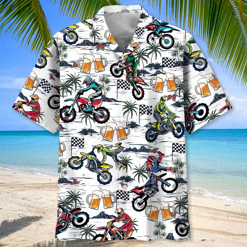 Funny Dirt Bike Racing and Beer Hawaiian Shirt