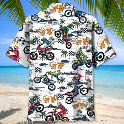 Funny Dirt Bike Racing and Beer Hawaiian Shirt