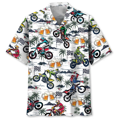 Funny Dirt Bike Racing and Beer Hawaiian Shirt