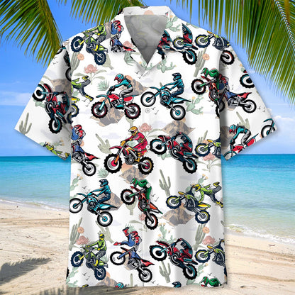 Funny Dirt Bike Racing Cactus Hawaiian Shirt