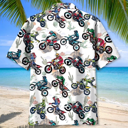 Funny Dirt Bike Racing Cactus Hawaiian Shirt