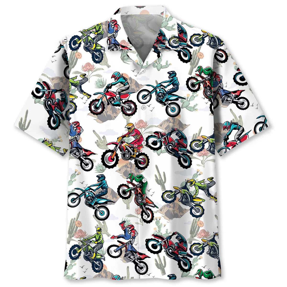 Funny Dirt Bike Racing Cactus Hawaiian Shirt