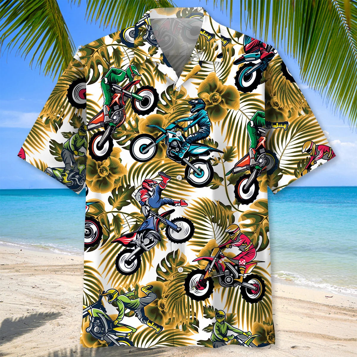 Funny Dirt Bike Racing Yellow Hawaiian Shirt