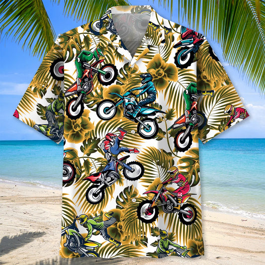 Funny Dirt Bike Racing Yellow Hawaiian Shirt - S - hawaiian shirt