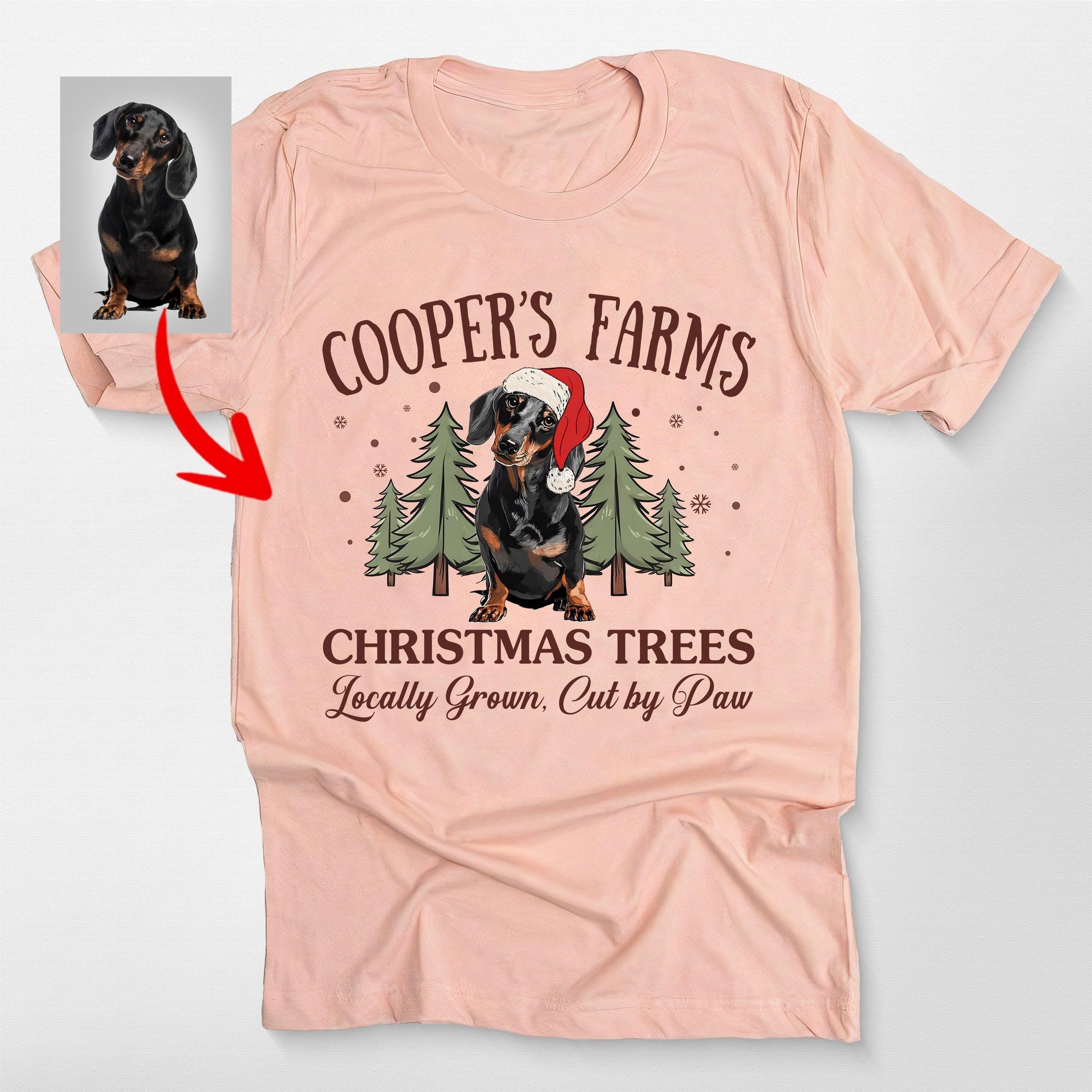 Funny Dog Christmas Tree Farm Bella Canvas Xmas T, custom pet portrait gift for pet lovers (view 6)