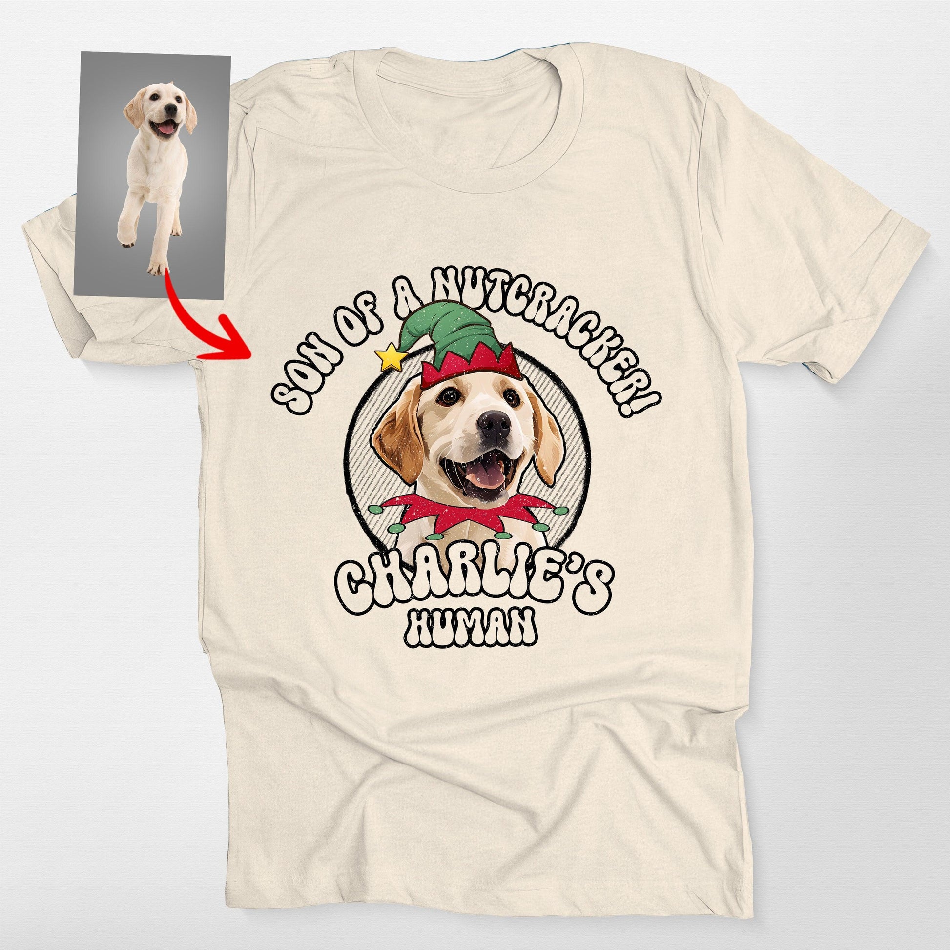 Funny Dog Elf Christmas T-Shirt for Fog Lovers Bel, custom pet portrait gift for pet lovers (view 7)
