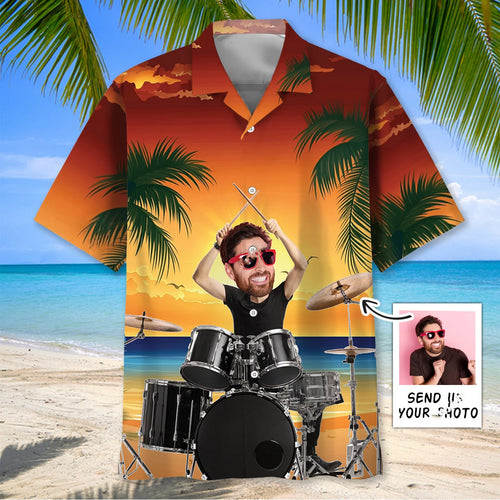 Funny Drummer Custom Face Hawaiian Shirt