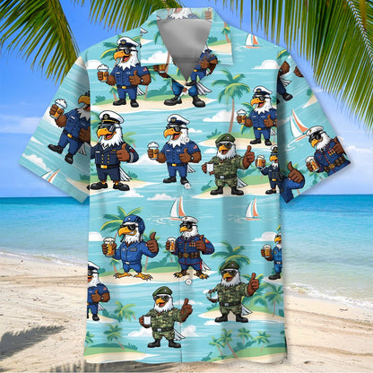 Funny Eagle Military Hawaiian Shirt
