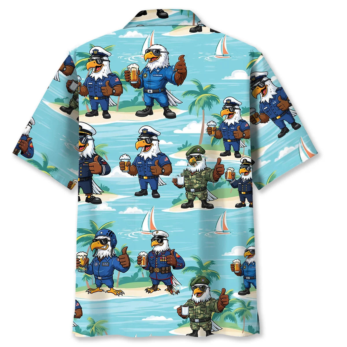 Funny Eagle Military Hawaiian Shirt