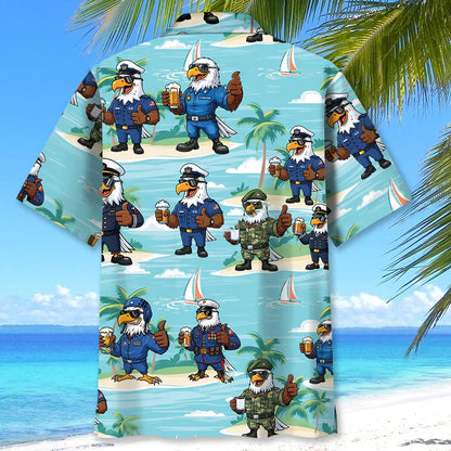 Funny Eagle Military Hawaiian Shirt