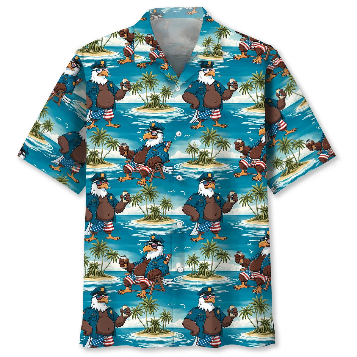 Funny Eagle Police Vacation Hawaiian Shirt