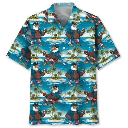 Funny Eagle Police Vacation Hawaiian Shirt
