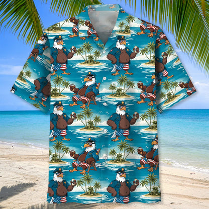 Funny Eagle Police Vacation Hawaiian Shirt