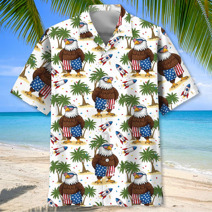 Funny Eagle Proud of America Beach Hawaiian Shirt