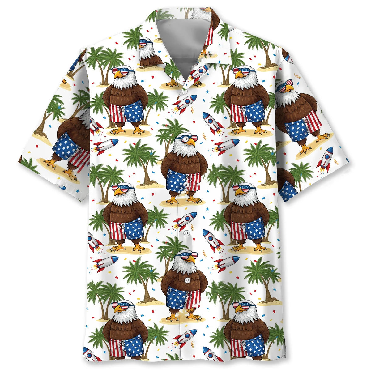Funny Eagle Proud of America Beach Hawaiian Shirt