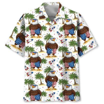 Funny Eagle Proud of America Beach Hawaiian Shirt