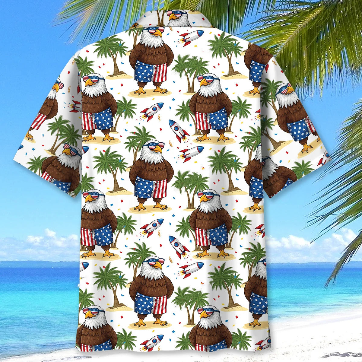 Funny Eagle Proud of America Beach Hawaiian Shirt