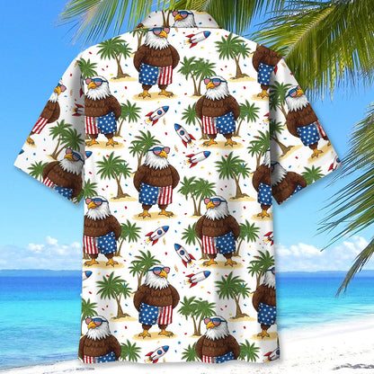 Funny Eagle Proud of America Beach Hawaiian Shirt