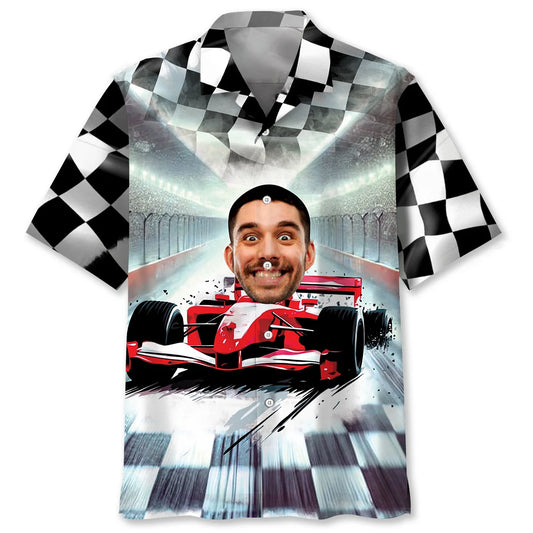 Funny F1 Racing Car Custom Photo Hawaiian Shirt