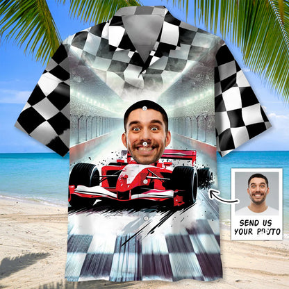 Funny F1 Racing Car Custom Photo Hawaiian Shirt