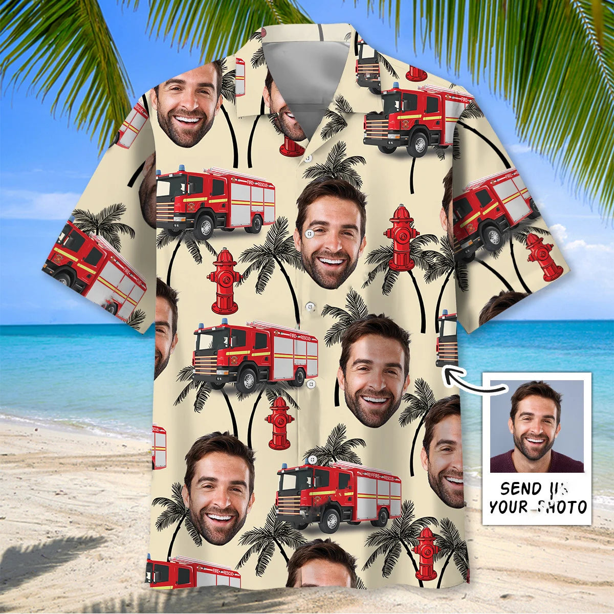 Funny Firefighter Custom Photo Hawaiian Shirt