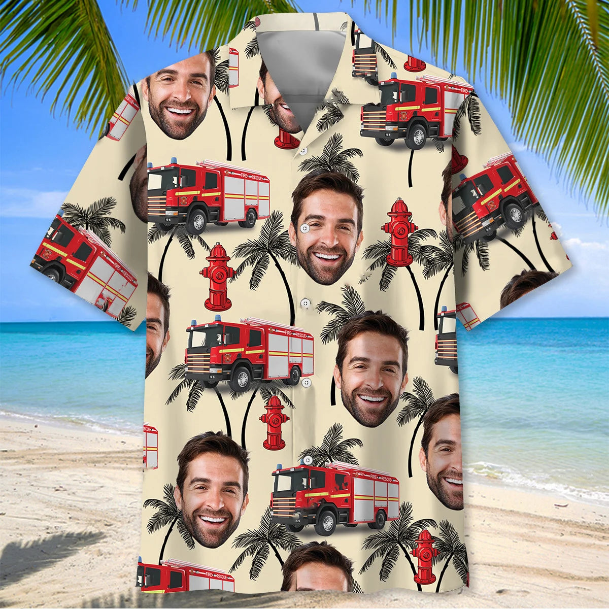 Funny Firefighter Custom Photo Hawaiian Shirt