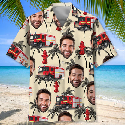 Funny Firefighter Custom Photo Hawaiian Shirt