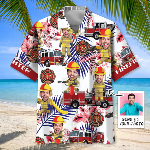 Funny Firefighter Nature Custom Face Hawaiian Shirt