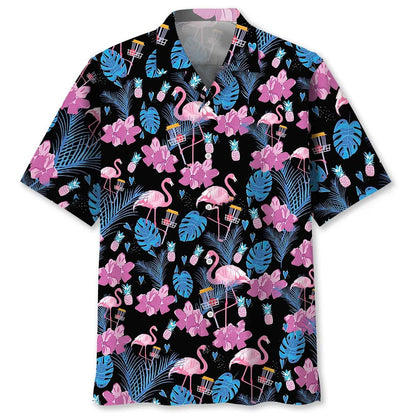 Funny Flamingo and Disc Golf Hawaiian Shirt