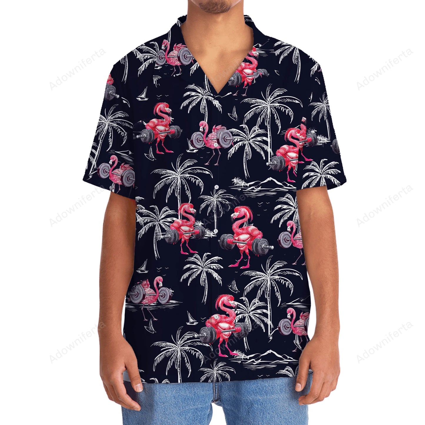 Funny Flamingo Gym Hawaiian Shirt