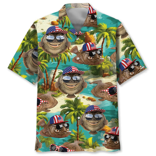 Funny Flounder Beach Hawaiian Shirt
