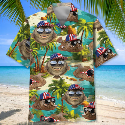 Funny Flounder Beach Hawaiian Shirt
