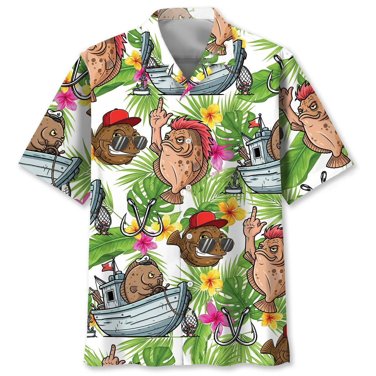 Funny Flounder Fishes Hawaiian Shirt
