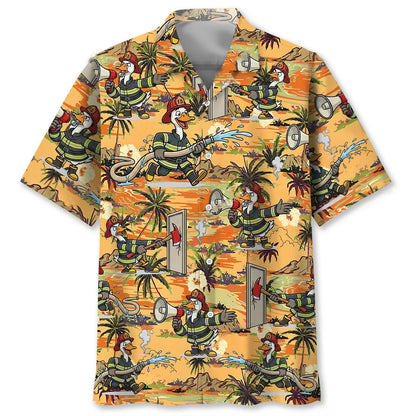 Funny Goose Firefighter Hawaiian Shirt