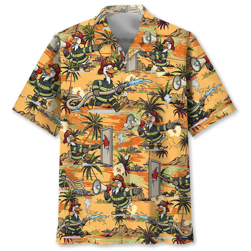 Funny Goose Firefighter Hawaiian Shirt