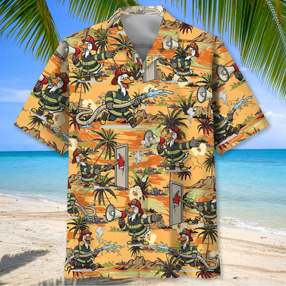Funny Goose Firefighter Hawaiian Shirt