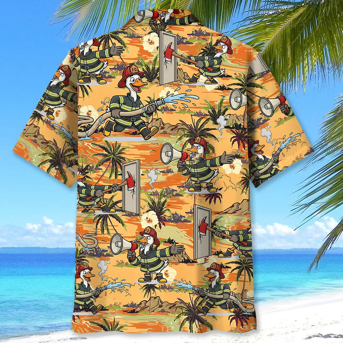Funny Goose Firefighter Hawaiian Shirt