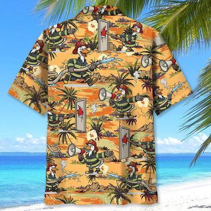 Funny Goose Firefighter Hawaiian Shirt